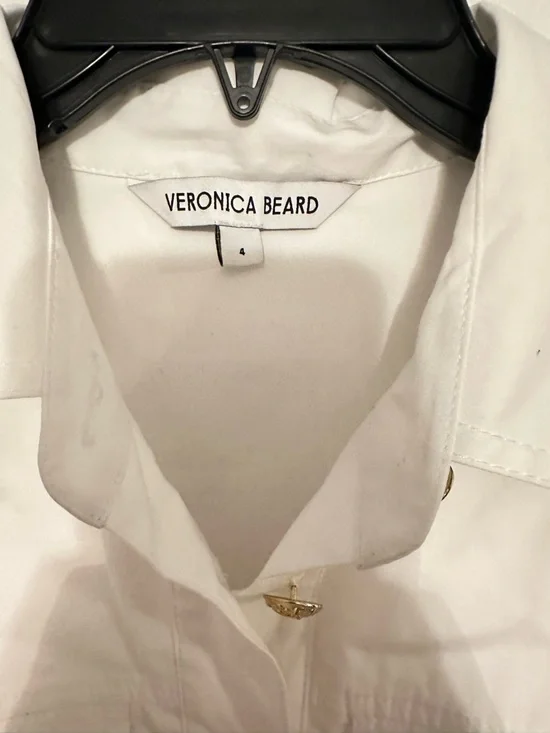 Veronica Beard White Shirt Dress with Gold Buttons - Picture 6 of 7